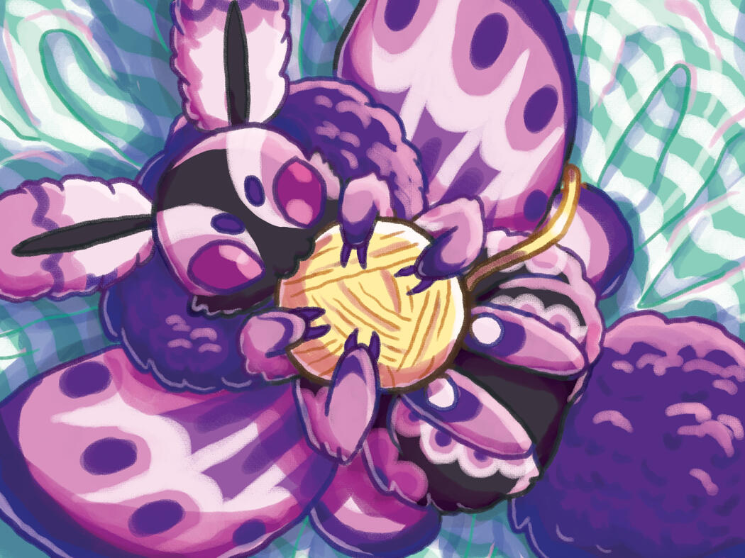 Artists tenaclty and fubblers in a digital drawing of a convention booth. They are surrounded by posters and merchandise.